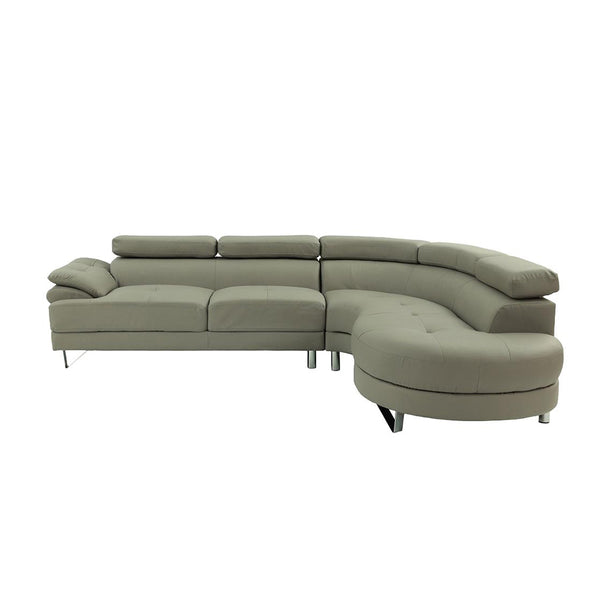 English Elm L L Shaped Faux Leather Sectional Sofa with Adjustable Flip-Up Headrests, Light Grey Modern Comfort 92 B016S00005