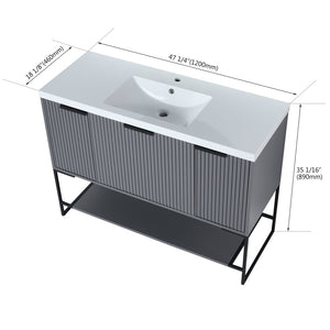 English Elm 48 Inch Freestanding Bathroom Vanity Resin Basin Soft Close Cabinet Modern Bath W999P444238
