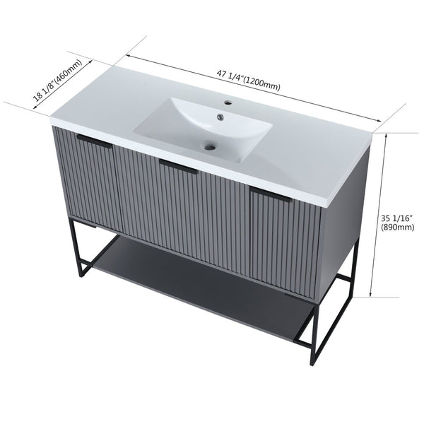 English Elm 48 Inch Freestanding Bathroom Vanity Resin Basin Soft Close Cabinet Modern Bath W999P444238