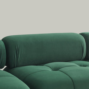 English Elm Modular Velvet Sectional Sofa with Button Tufted Seats and Reversible Ottoman Included Dark Green W1413S00017