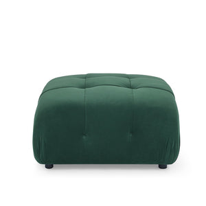 English Elm Modular Velvet Sectional Sofa with Button Tufted Seats and Reversible Ottoman Included Dark Green W1413S00017