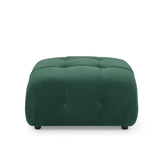 English Elm Modular Velvet Sectional Sofa with Button Tufted Seats and Reversible Ottoman Included Dark Green W1413S00017