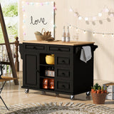 Vivienne Rolling Mobile Kitchen Cart with 5 Drawers, Black