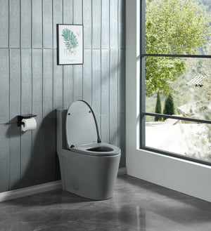 English Elm Soft-close Elongated Toilet Seat with Sculpted Profile for Modern and Traditional Baths Light Gray W1573108930