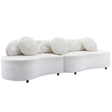 English Elm 103.9" Modern Living Room Sofa Lamb Velvet Upholstered Couch Furniture For Home Or Office, Beige