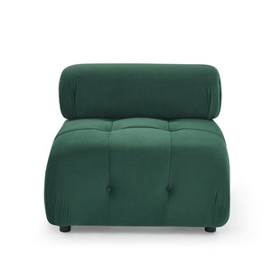 English Elm Modular Velvet Sectional Sofa with Button Tufted Seats and Reversible Ottoman Included Dark Green W1413S00017