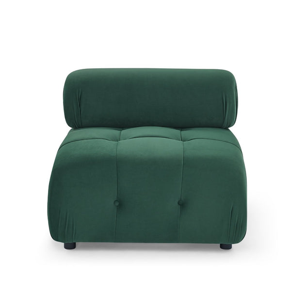English Elm Modular Velvet Sectional Sofa with Button Tufted Seats and Reversible Ottoman Included Dark Green W1413S00017