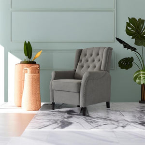 English Elm Redde Modern Recliner Sofa Chair Light Gray — Smooth Push-Back, Ergonomic Comfort, Adjustable 105–150° W118363047
