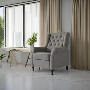 English Elm Redde Modern Recliner Sofa Chair Light Gray — Smooth Push-Back, Ergonomic Comfort, Adjustable 105–150° W118363047