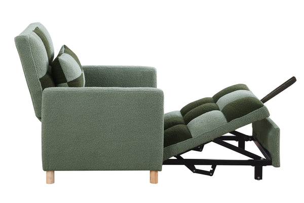 English Elm Convertible Convertible Sleeper Sofa Chair Bed with 3-Position Backrest, Teddy Fabric, Sturdy 330lb Frame Green W1420110194