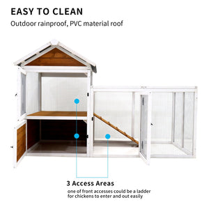 English Elm 77"large Wooden Outdoor Coop with Nest Box Pvc Waterproof Backyard Multi-pet Hutch W1431112872