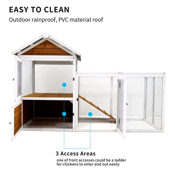 English Elm 77"large Wooden Outdoor Coop with Nest Box Pvc Waterproof Backyard Multi-pet Hutch W1431112872