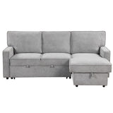 English Elm Upholstery Sleeper Sectional Sofa With Storage Space, Usb Port, 2 Cup Holders On Back Cushions