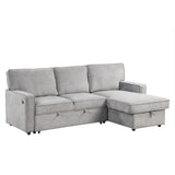 English Elm Upholstery Sleeper Sectional Sofa With Storage Space, Usb Port, 2 Cup Holders On Back Cushions