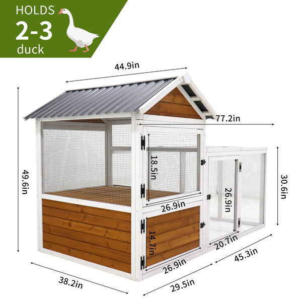 English Elm 77"large Wooden Outdoor Coop with Nest Box Pvc Waterproof Backyard Multi-pet Hutch W1431112872