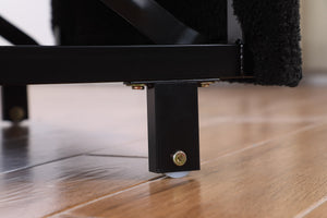 English Elm Convertible Convertible Sleeper Sofa Chair Bed with 3-Position Backrest, Teddy Fabric, Sturdy 330lb Frame Black White W1420110191