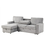 English Elm Upholstery Sleeper Sectional Sofa With Storage Space, Usb Port, 2 Cup Holders On Back Cushions