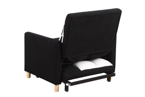 English Elm Convertible Convertible Sleeper Sofa Chair Bed with 3-Position Backrest, Teddy Fabric, Sturdy 330lb Frame Black White W1420110191