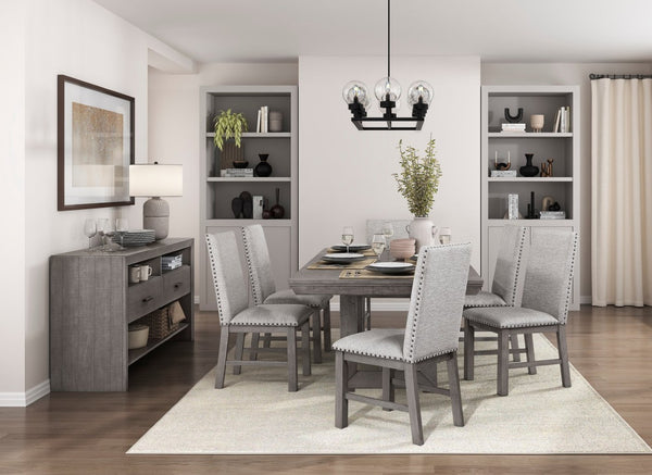 English Elm Modern Rustic Dining Server with Acacia Veneer Two Drawers and Three Open Shelves B011113079