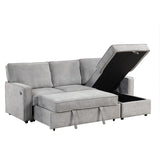 English Elm Upholstery Sleeper Sectional Sofa With Storage Space, Usb Port, 2 Cup Holders On Back Cushions