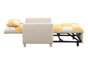 English Elm Convertible Convertible Sleeper Sofa Chair Bed with 3-Position Backrest, Teddy Fabric, Sturdy 330lb Frame Yellow W1420110193