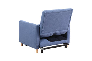 English Elm Convertible Convertible Sleeper Sofa Chair Bed with 3-Position Backrest, Teddy Fabric, Sturdy 330lb Frame Blue W1420110195