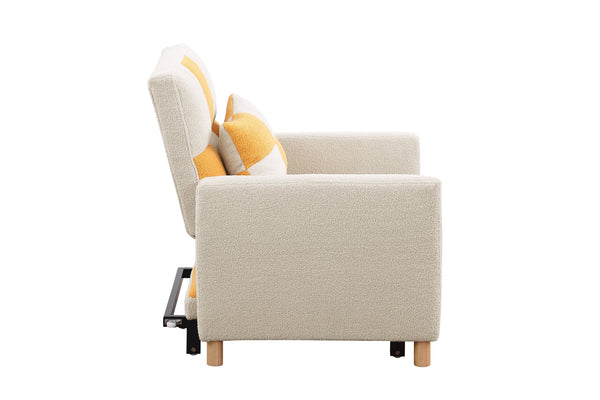 English Elm Convertible Convertible Sleeper Sofa Chair Bed with 3-Position Backrest, Teddy Fabric, Sturdy 330lb Frame Yellow W1420110193