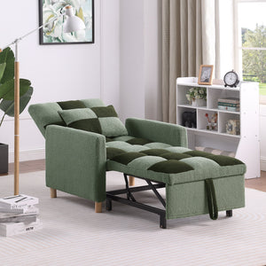 English Elm Convertible Convertible Sleeper Sofa Chair Bed with 3-Position Backrest, Teddy Fabric, Sturdy 330lb Frame Green W1420110194