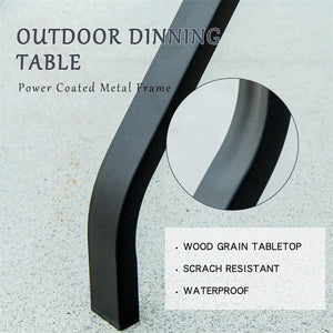 English Elm Outdoor Patio Dining Table Square Metal Table with Wood-Look Top, Umbrella Hole, Rust-Resist 39.4" W1859113136