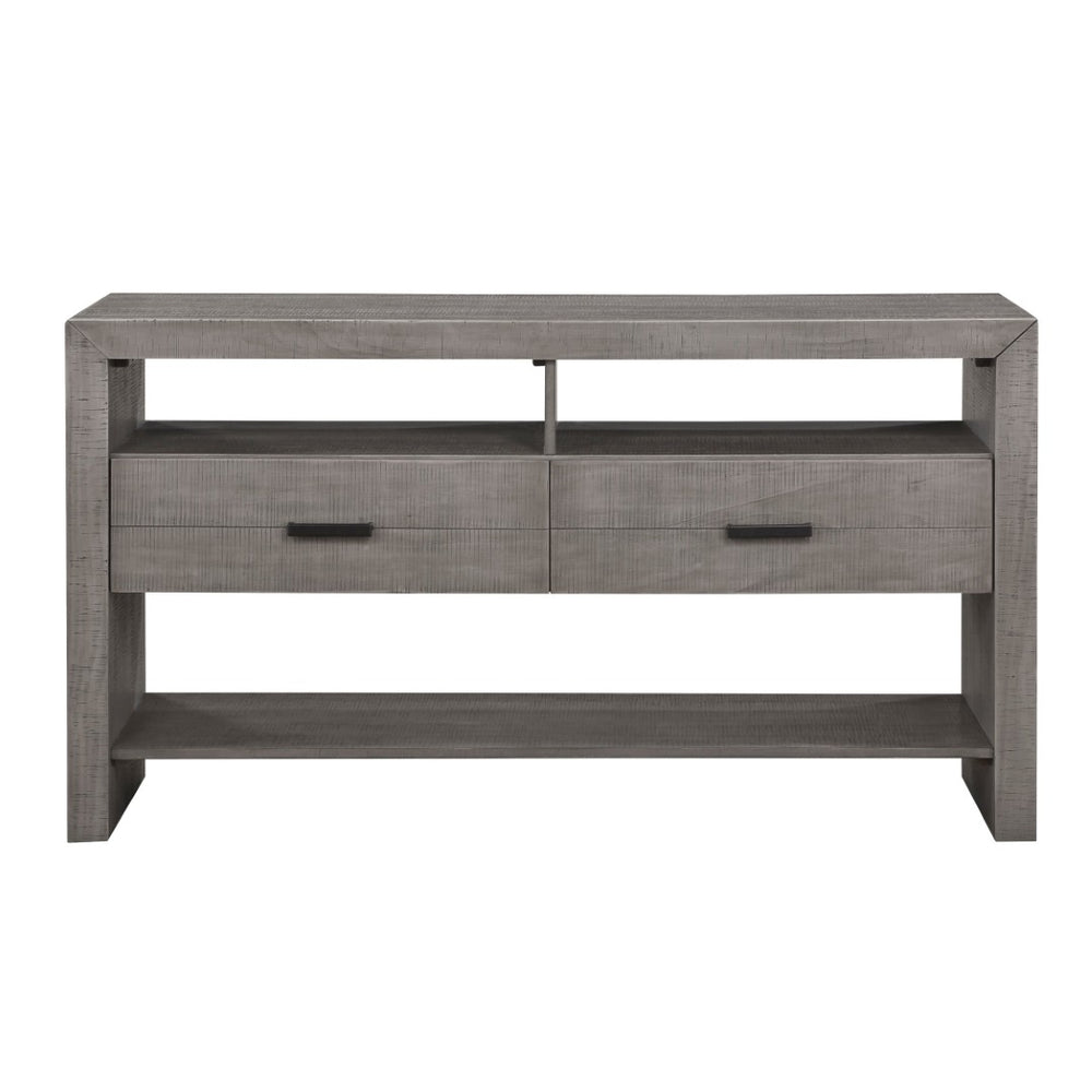 English Elm Modern Rustic Dining Server with Acacia Veneer Two Drawers and Three Open Shelves B011113079
