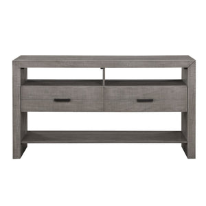English Elm Modern Rustic Dining Server with Acacia Veneer Two Drawers and Three Open Shelves B011113079