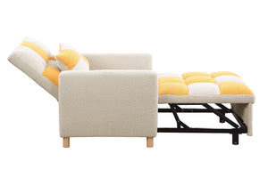 English Elm Convertible Convertible Sleeper Sofa Chair Bed with 3-Position Backrest, Teddy Fabric, Sturdy 330lb Frame Yellow W1420110193