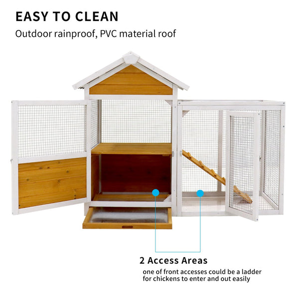 English Elm Large Solid Wood Outdoor Chicken Coop with Nest Box and Weatherproof Pvc Cladding W1431111746
