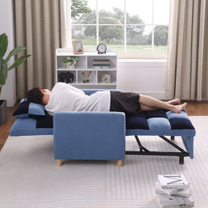English Elm Convertible Convertible Sleeper Sofa Chair Bed with 3-Position Backrest, Teddy Fabric, Sturdy 330lb Frame Blue W1420110195