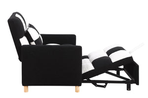English Elm Convertible Convertible Sleeper Sofa Chair Bed with 3-Position Backrest, Teddy Fabric, Sturdy 330lb Frame Black White W1420110191