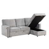 English Elm Upholstery Sleeper Sectional Sofa With Storage Space, Usb Port, 2 Cup Holders On Back Cushions