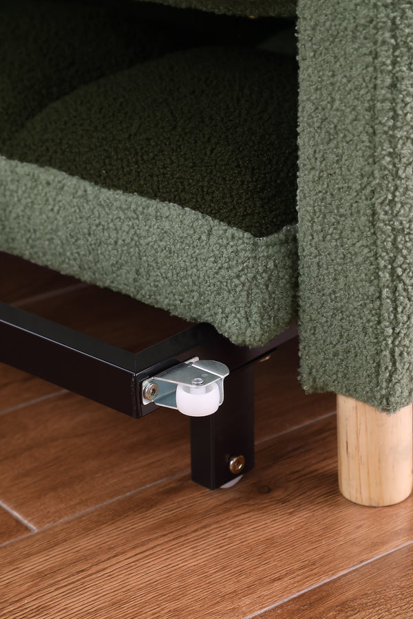 English Elm Convertible Convertible Sleeper Sofa Chair Bed with 3-Position Backrest, Teddy Fabric, Sturdy 330lb Frame Green W1420110194