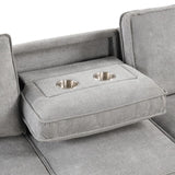 English Elm Upholstery Sleeper Sectional Sofa With Storage Space, Usb Port, 2 Cup Holders On Back Cushions