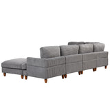 English Elm Modular Sectional Sofa With Ottoman L Shaped Corner Sectional For Living Room, Office, Spacious Space(Same Sku: Wy000336Aae)