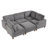 English Elm Modular Sectional Sofa With Ottoman L Shaped Corner Sectional For Living Room, Office, Spacious Space(Same Sku: Wy000336Aae)