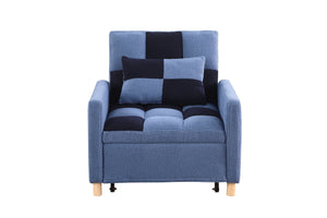 English Elm Convertible Convertible Sleeper Sofa Chair Bed with 3-Position Backrest, Teddy Fabric, Sturdy 330lb Frame Blue W1420110195