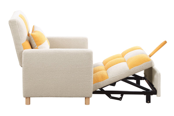 English Elm Convertible Convertible Sleeper Sofa Chair Bed with 3-Position Backrest, Teddy Fabric, Sturdy 330lb Frame Yellow W1420110193