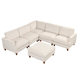 English Elm Modular Sectional Sofa With Ottoman L Shaped Corner Sectional For Living Room, Office, Spacious Space(Same Sku: Wy000336Aaa)