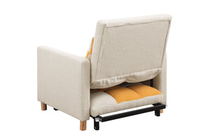 English Elm Convertible Convertible Sleeper Sofa Chair Bed with 3-Position Backrest, Teddy Fabric, Sturdy 330lb Frame Yellow W1420110193