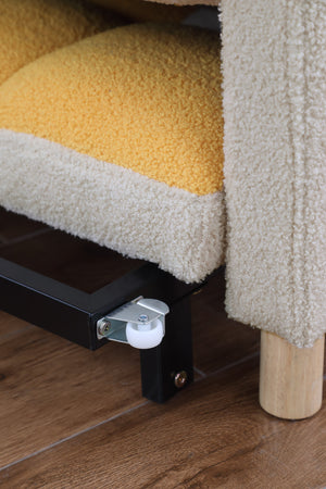 English Elm Convertible Convertible Sleeper Sofa Chair Bed with 3-Position Backrest, Teddy Fabric, Sturdy 330lb Frame Yellow W1420110193