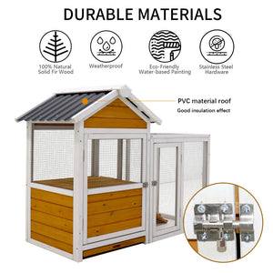 English Elm Large Solid Wood Outdoor Chicken Coop with Nest Box and Weatherproof Pvc Cladding W1431111746