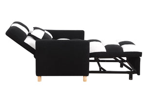 English Elm Convertible Convertible Sleeper Sofa Chair Bed with 3-Position Backrest, Teddy Fabric, Sturdy 330lb Frame Black White W1420110191