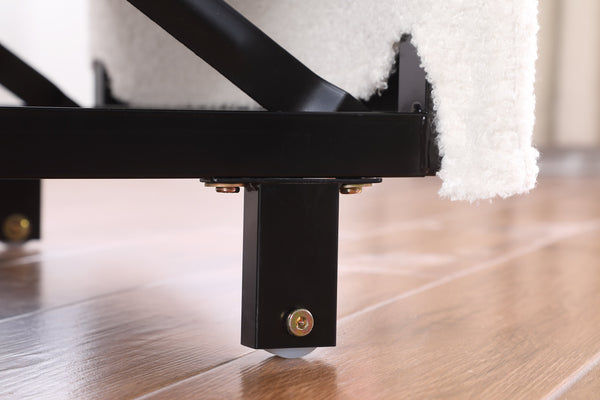 English Elm Convertible Convertible Sleeper Sofa Chair Bed with 3-Position Backrest, Teddy Fabric, Sturdy 330lb Frame Pink+White W1420110192