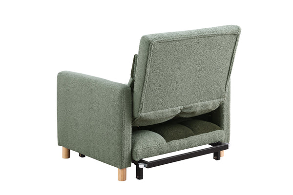 English Elm Convertible Convertible Sleeper Sofa Chair Bed with 3-Position Backrest, Teddy Fabric, Sturdy 330lb Frame Green W1420110194