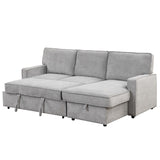 English Elm Upholstery Sleeper Sectional Sofa With Storage Space, Usb Port, 2 Cup Holders On Back Cushions